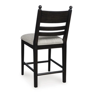 Ashley Furniture Greddinton Black Wood & Gray Upholstered Bar Height Stool, Black (Set of 2)