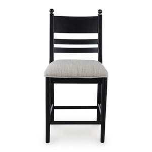 Ashley Furniture Greddinton Black Wood & Gray Upholstered Bar Height Stool, Black (Set of 2)