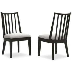 Ashley Furniture Galliden Upholstered Dining Side Chair | Black Wood Finish, Black (Set of 2)