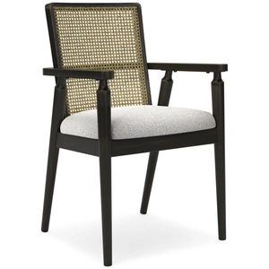Ashley Furniture Galliden Upholstered Dining Arm Chair | Black Wood Finish, Black (Set of 2)