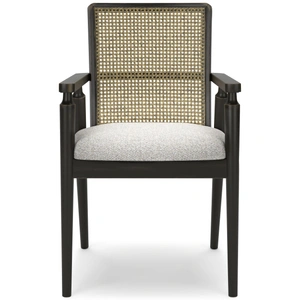 Ashley Furniture Galliden Upholstered Dining Arm Chair | Black Wood Finish, Black (Set of 2)
