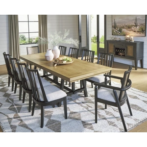 Ashley Furniture Galliden Extendable Dining Set - Rustic Oak & Black | Ashley, Brown/Black