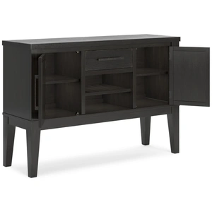 Ashley Furniture Galliden Wood Dining Room Server - Black Sideboard with Wine Rack, Black
