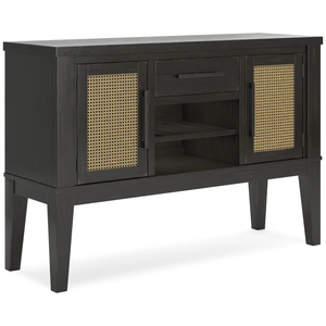Ashley Furniture Galliden Wood Dining Room Server - Black Sideboard with Wine Rack, Black