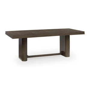 Ashley Furniture Radkin Rectangular Wood Dining Table - Burnished Brown Reeded Base, Burnished Brown