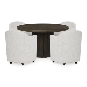 Ashley Furniture Radkin Round Wood Dining Set - Mid-Century Modern | Ashley, Burnished Brown