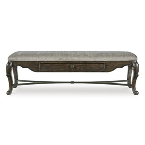 Ashley Furniture Maylee Upholstered Storage Bench | Dark Brown & Neutral, Dark Brown