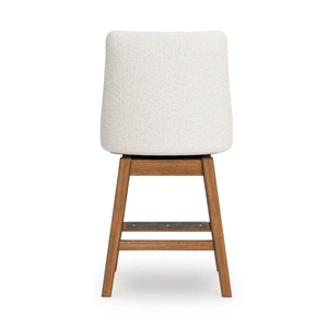 Ashley Furniture Cabalynn Whitewash Wood & Gray Upholstered Bar Height Stool, Oatmeal/Light Brown (Set of 2)