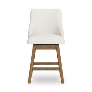 Ashley Furniture Cabalynn Whitewash Wood & Gray Upholstered Bar Height Stool, Oatmeal/Light Brown (Set of 2)