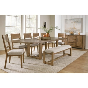 Ashley Furniture Cabalynn Rectangular Extendable Dining Room Set | Light Brown, Light Brown