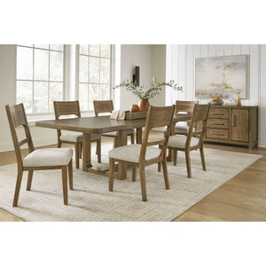 Ashley Furniture Cabalynn Rectangular Extendable Dining Room Set | Light Brown, Light Brown