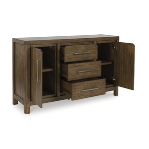 Ashley Furniture Cabalynn 2-Door, 3-Drawer Dining Room Server | Modern Sideboard, Light Brown