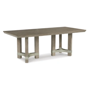 Ashley Furniture Chrestner Gray Rectangular Wood Dining Table | Double Pedestal, Gray