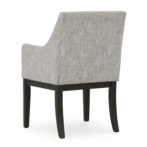 Ashley Furniture Burkhaus Dining Polyester Upholstered Arm Chair, Beige/Dark Brown (Set of 2)