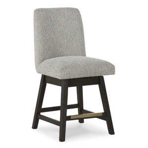 Ashley Furniture Burkhaus Polyester Upholstered Swivel Barstool, Beige/Dark Brown (Set of 2)