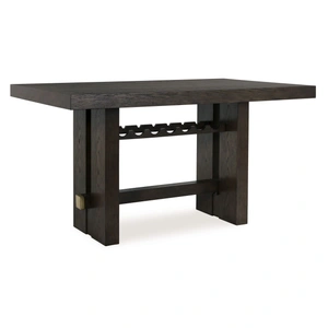 Ashley Furniture Burkhaus Wood Veneer Rectangular Counter Table w/Wine Rack, Dark Brown