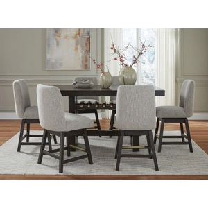 Ashley Furniture Burkhaus Wood Veneer Rectangular Counter Table w/Wine Rack, Dark Brown