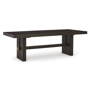 Ashley Furniture Burkhaus Wood Veneer Rectangular Extendable Dining Table, Dark Brown