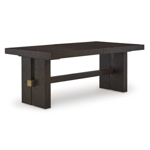 Ashley Furniture Burkhaus Wood Veneer Rectangular Extendable Dining Table, Dark Brown