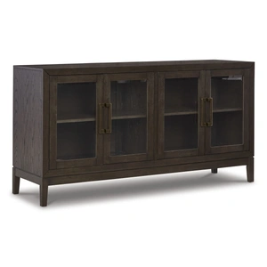 Ashley Furniture Burkhaus Wood Veneer 4-Door Server, Dark Brown