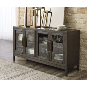 Ashley Furniture Burkhaus Wood Veneer 4-Door Server, Dark Brown