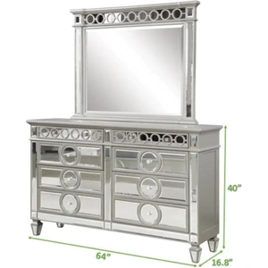 Galaxy Home Furnishings Symphony 6-Drawer Wood Veneer Dresser in Silver