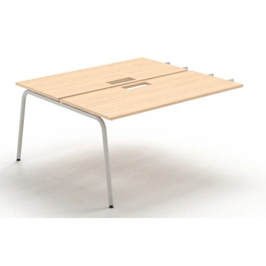 NARBUTAS Round Melamine Office 4-Desk Workstation w/2-Desk Benches, Two-Cabinet Combinations & Single Height Shelf Units