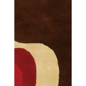 Chandra Daisa Wool Rectangular Handmade Rug, Brown/Red/Cream