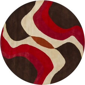 Chandra Daisa Wool Round Handmade Rug, 7'9-inch, Brown/Red/Cream