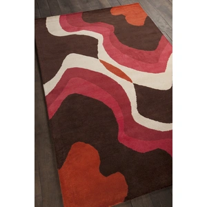 Chandra Daisa Wool Rectangular Handmade Rug, Brown/Red/Cream