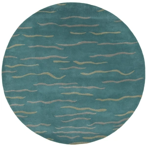 Chandra Daisa Wool Rectangular Handmade Rug, Aqua/Cream/Grey