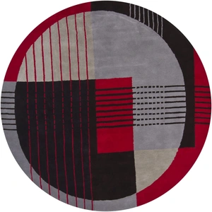 Chandra Daisa Wool Round Handmade Rug, 7'9-inch, Red/Black/Grey