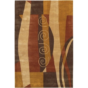 Chandra Daisa Wool Rectangular Handmade Rug, Brown/Tan