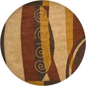 Chandra Daisa Wool Round Handmade Rug, 7'9-inch, Brown/Tan