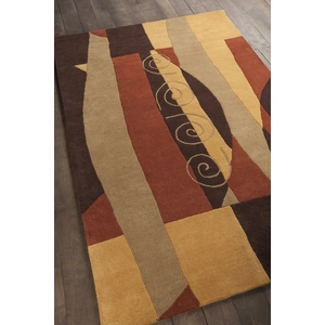 Chandra Daisa Wool Rectangular Handmade Rug, Brown/Tan