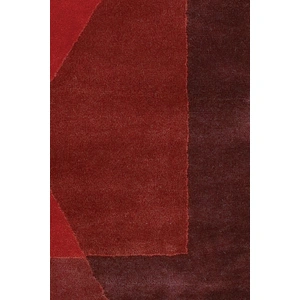 Chandra Daisa Wool Rectangular Handmade Rug, Red/Burgundy