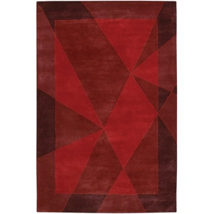 Chandra Daisa Wool Rectangular Handmade Rug, Red/Burgundy