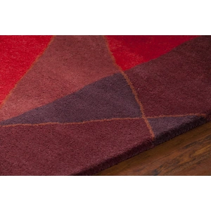 Chandra Daisa Wool Rectangular Handmade Rug, Red/Burgundy