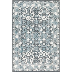 Chandra Daphne Wool/Viscose Rectangular Hand-woven Rug, Blue/Grey/White