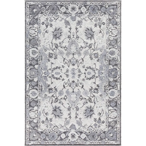 Chandra Daphne Wool/Viscose Rectangular Hand-woven Rug, Grey/Black/White
