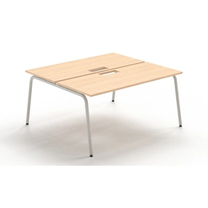 NARBUTAS Round D56.7-inch Melamine Office 2-Desk Bench w/2 Grommets