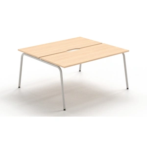 NARBUTAS Round D56.7-inch Melamine Office 2-Desk Bench w/Scallop