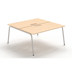 NARBUTAS Round D64.6-inch Melamine Office 2-Desk Bench w/2 Grommets