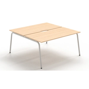 NARBUTAS Round D64.6-inch Melamine Office 2-Desk Bench w/Sliding Desktop & Scallop