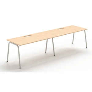 NARBUTAS Round D31.5-inch Melamine Office Single Row 2-Desk Bench w/2 Grommets