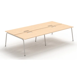 NARBUTAS Round D64.6-inch Melamine Office 4-Desk Bench w/4 Grommets
