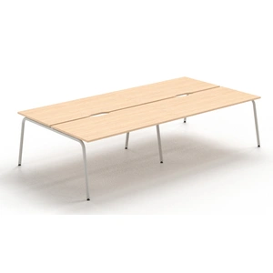 NARBUTAS Round D64.6-inch Melamine Office 4-Desk Bench w/Scallop
