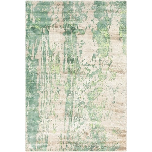 Chandra Dawn Viscose Rectangular Hand-woven Rug, Greeen/Tan/White