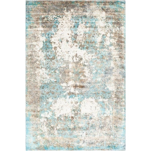 Chandra Dawn Viscose Rectangular Hand-woven Rug, Blue/Brown/White