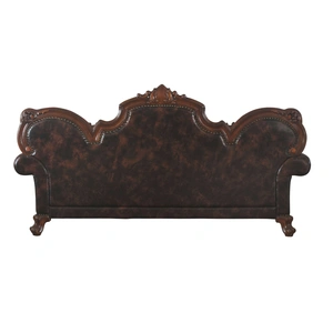 ACME Picardy Wood/PU Sofa, Vintage Cherry
